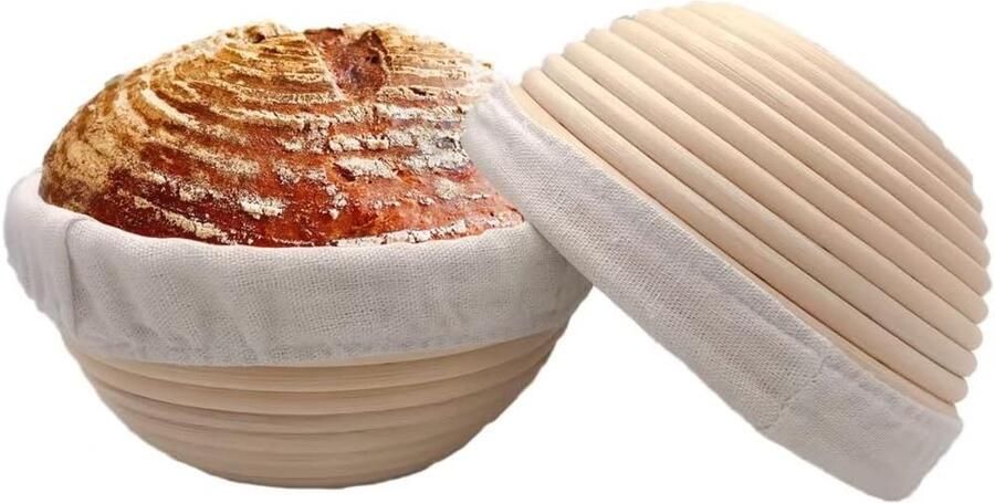 Rijsmandjes Brood Banneton Mand Zuurdesem Bakken Verwijderbare Voering 18cm Rond Bruin