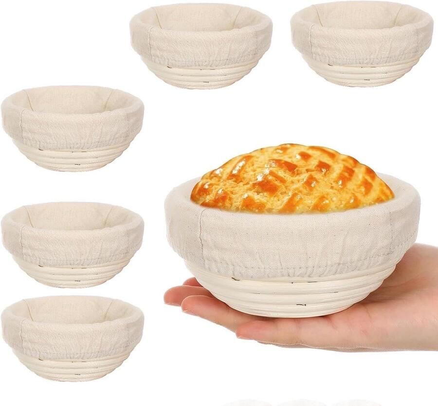 Rijsmandjes Brood Banneton Manden Zuurdesem Brood Bakken Natuurlijk Rotan Materiaal 13 cm Diameter Natuurlijk