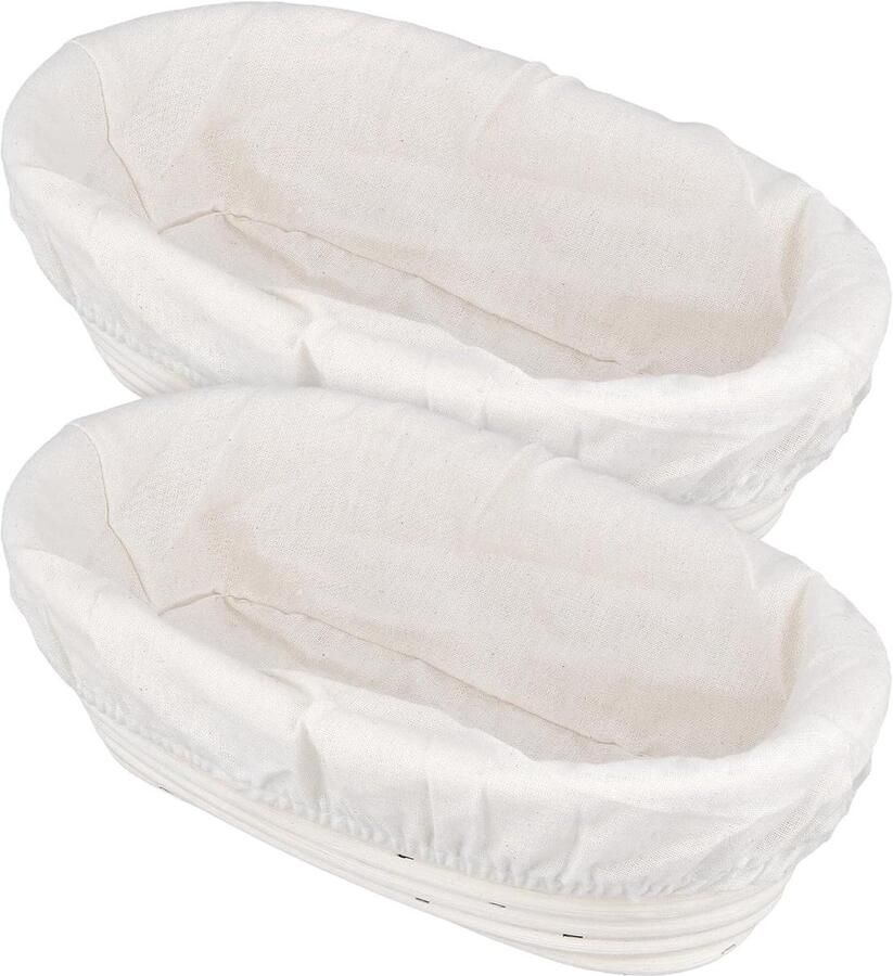Rijsmandjes Brood Broodbakmand Zuurdesem Bakken Met Linnen Inzetstuk 25 x 15 cm Wit