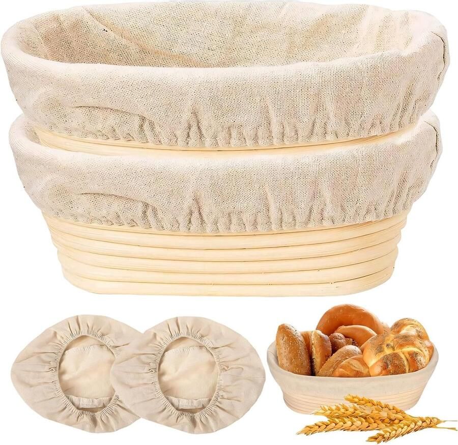 Rijsmandjes Brood Gisting Manden Zuurdesem Bakken Natuurlijk Rotan Materiaal 25x15x8 cm Natuurlijk