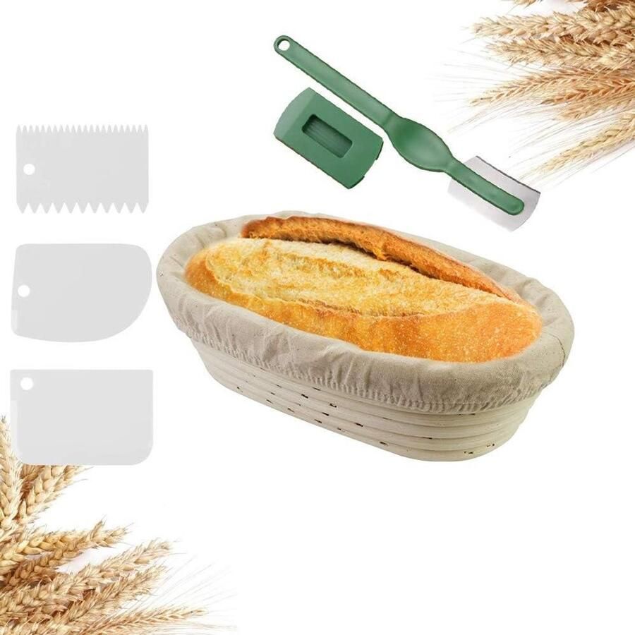 Rijsmandjes Broodbakset Banneton Fermentatiemand Zelf Brood Maken Handgemaakt Rotan Materiaal 25 cm Ovaal Natuurlijk