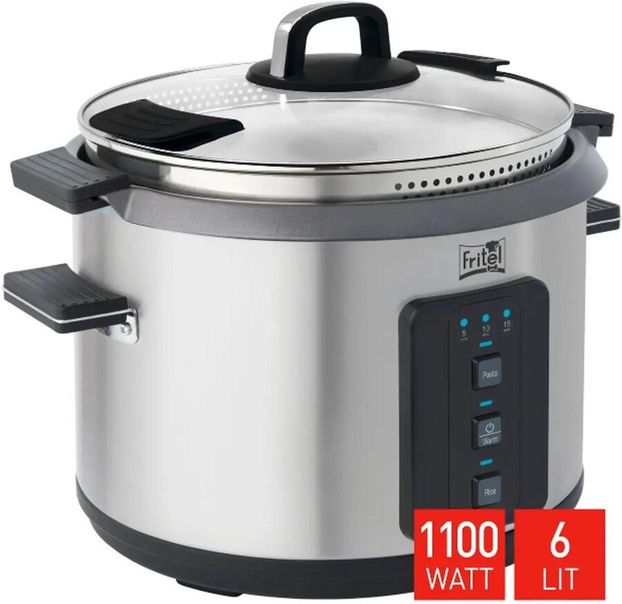 Fritel Pasta- en Rijstkoker RC 1377 Elektrische Waterkoker Stoomkoker 6 L 1100 W 3 Functies Uitneembare Kom PFAS-vrij