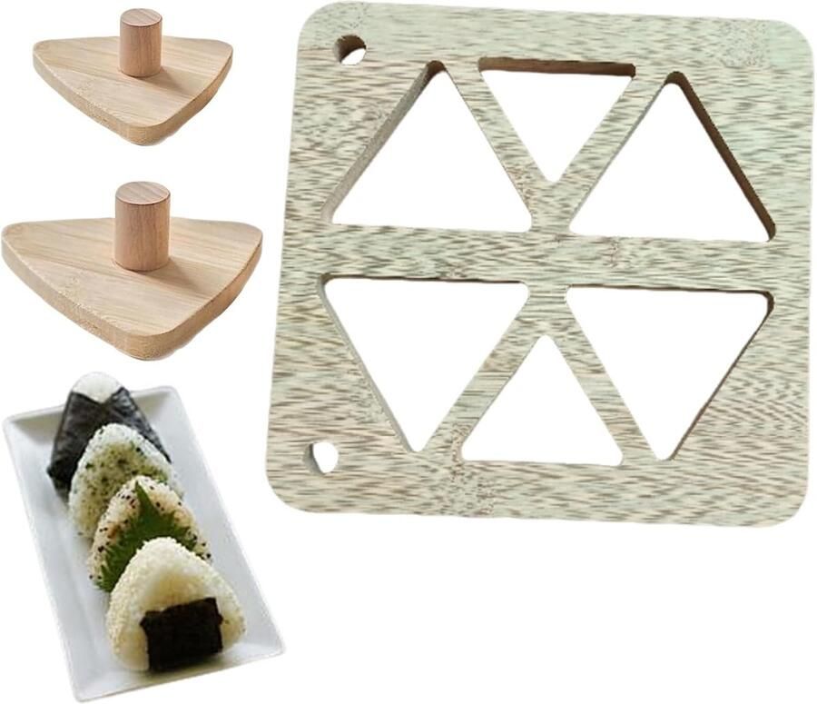 Rijstbal Vorm Sushi Pers Maaltijdbereiding Thuis Authentiek Houten Ontwerp 2 Maten Natuurlijk Hout
