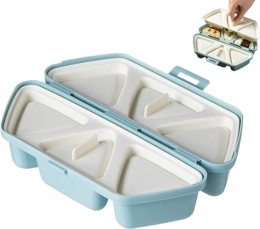 Rijstballen Vorm Sushi Set Lunch Bereiding Opvouwbaar Antiaanbak 6 Holtes Blauw