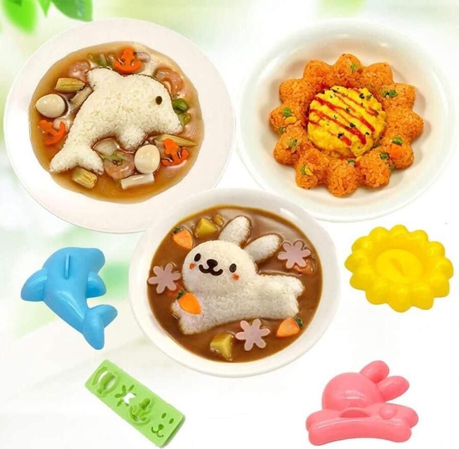 Rijstballenvorm set Sushi bento Kinderen koken Ovenbestendig vaatwasser 4 koppen Meerdere kleuren
