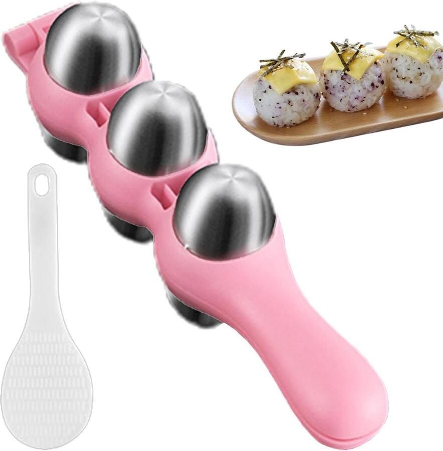Rijstballenvorm set Sushi maker Thuis koken Duurzaam roestvrij staal 18 x 6.5 cm Roze
