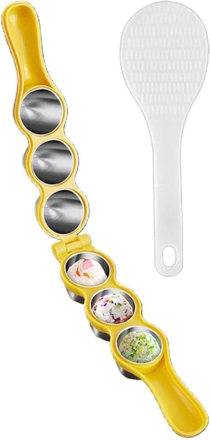 Rijstbalvorm Onigiri Maker Sushi Mold Rijstvorm Zelf Sushi Maken Voedselveilig Roestvrij Staal 18x6.5x3cm Geel