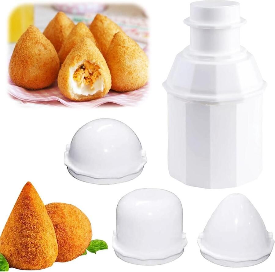 Rijstbalvorm Set Arancini Maker Maak Snacks 3-in-1 Ontwerp 80-160g Porties Wit