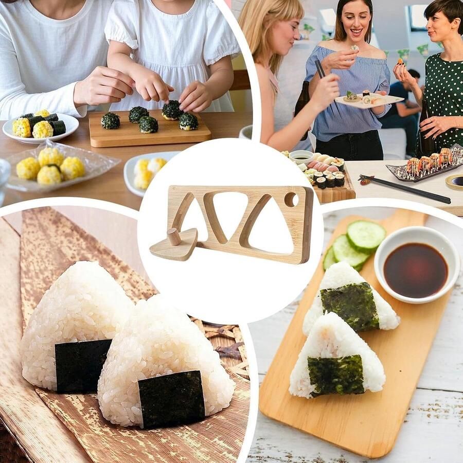 Rijstbalvorm Sushi maker Rijstpers Maaltijdvoorbereiding Natuurlijk hout 6-gaats Houtkleur