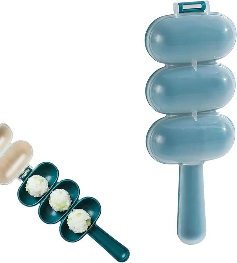 Rijstbalvorm Vleesbalpers Picknick en Reizen Draagbaar en Schudfunctie 17.5 cm Blauw