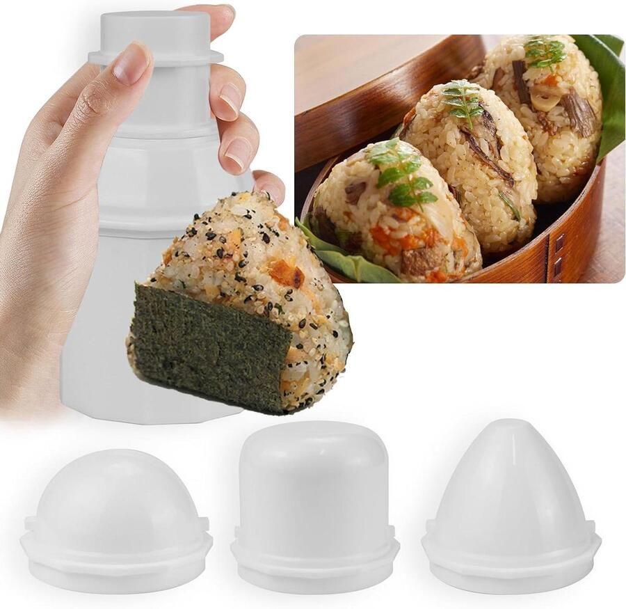 Rijstbalvormen Onigiri Maker Maaltijden Maken 3-in-1 Multifunctioneel 190 g Wit