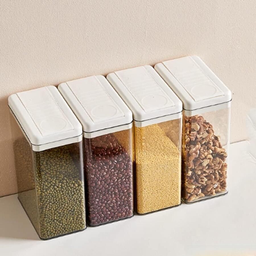 Rijstdispenser Graan opslag Keuken organiseren Luchtdichte afsluiting Transparant plastic Wit