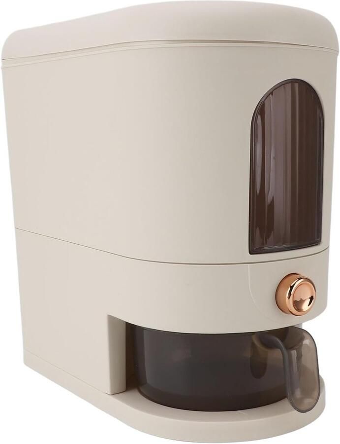 Rijstdispenser Opslag Graancontainer Mueslihouder Keuken Opslag Met Maatbeker Deksel 5 kg Capaciteit Wit