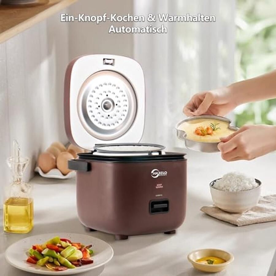 Rijstkoker 1 2L met Antiaanbaklaag en Stoommandje Ideaal voor 1-2 Personen