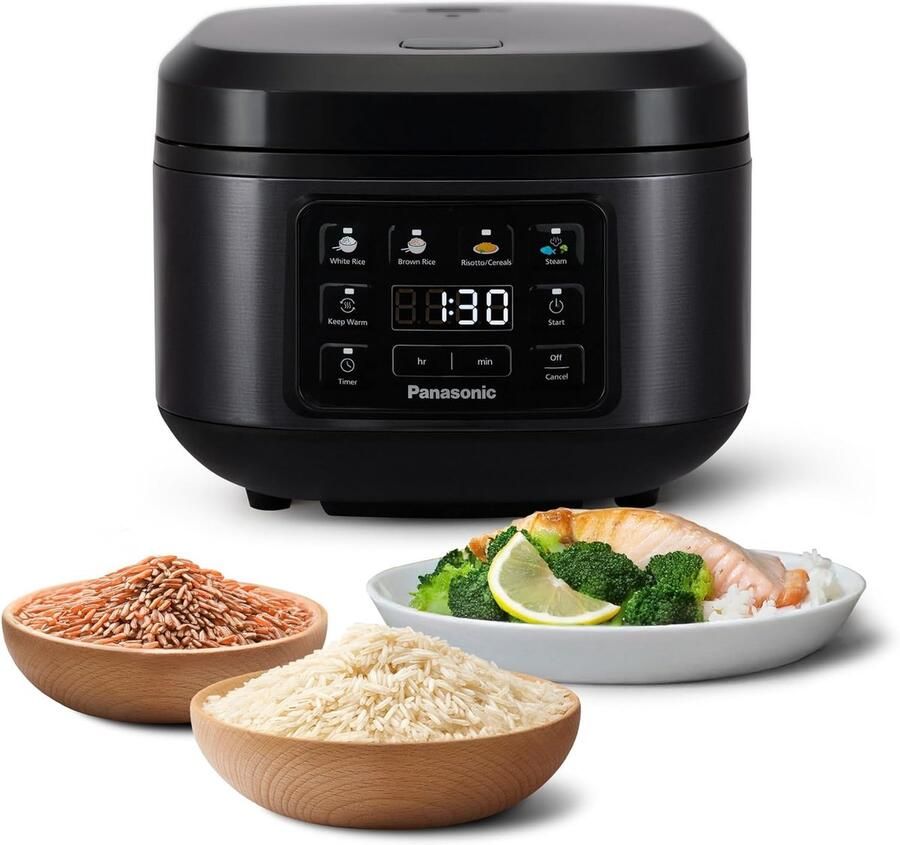 Rijstkoker met Fuzzy Logic – Keramische Binnenpan – Stoomfunctie – Warmhoudfunctie – 24 Uur Startuitstel – 1 5 Liter