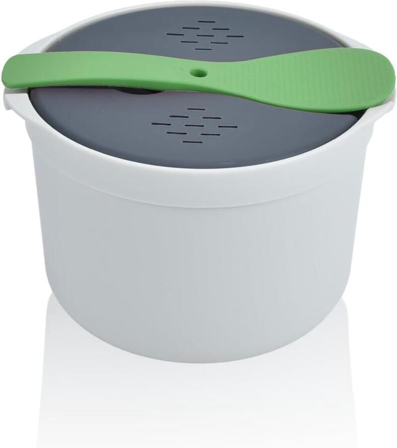 Rijstkoker 2 L Pastakoker Microwaveable Food Grade PP Magnetron Snelkookpan Lepel Deksel Zeef Non-stick Stoompan Rijstkoker voor Maaltijd Prep Cooker(Groente)