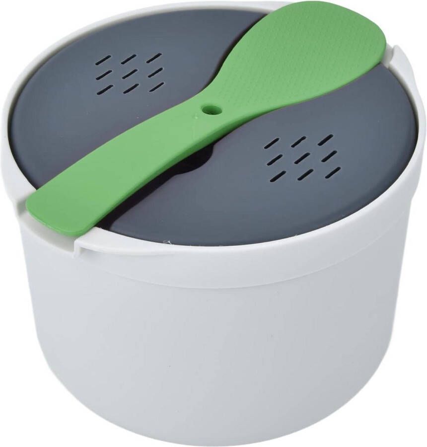 Rijstkoker 2L Food Grade PP Materiaal Rijst Lepel Deksel Zeef Stoompot Set (Groente)