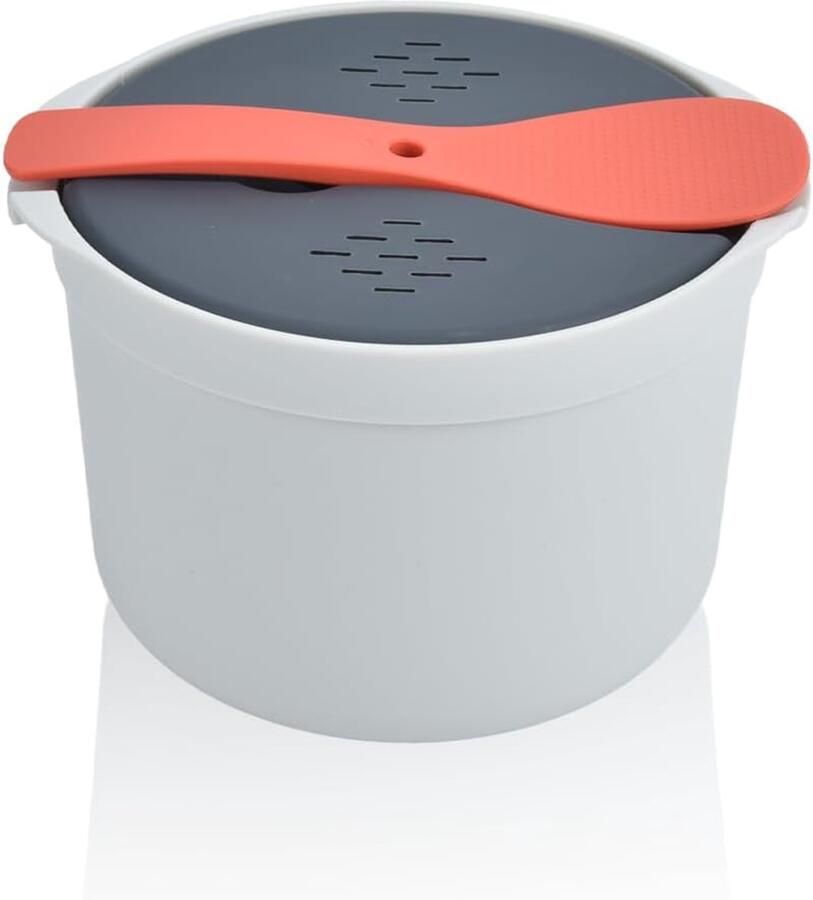 Rijstkoker 2L Pasta Magnetronbestendig PP Materiaal Drukstoomboot Lepel Deksel Zeef Non Stick Stoompot Cooke Kookgerei Set voor Thuiskantoor Reizen