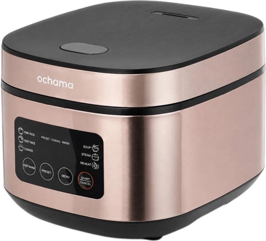 4L rijstkoker 930W PFOA‑vrije keramiek gecoate binnenpan slimme timer 6 kookfuncties LED‑scherm inclusief rijstlepel en stoommand