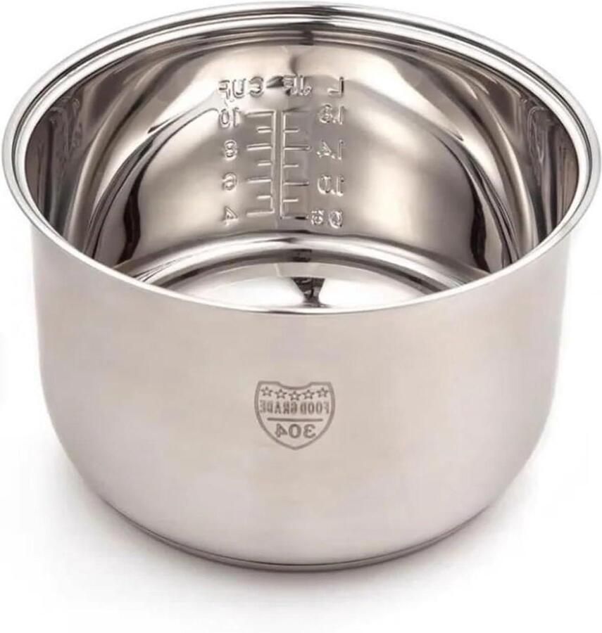 Rijstkoker Binnenkom Binnenpan Vervanging Rijst Koken Roestvrij Staal 304 5 Liter Zilver