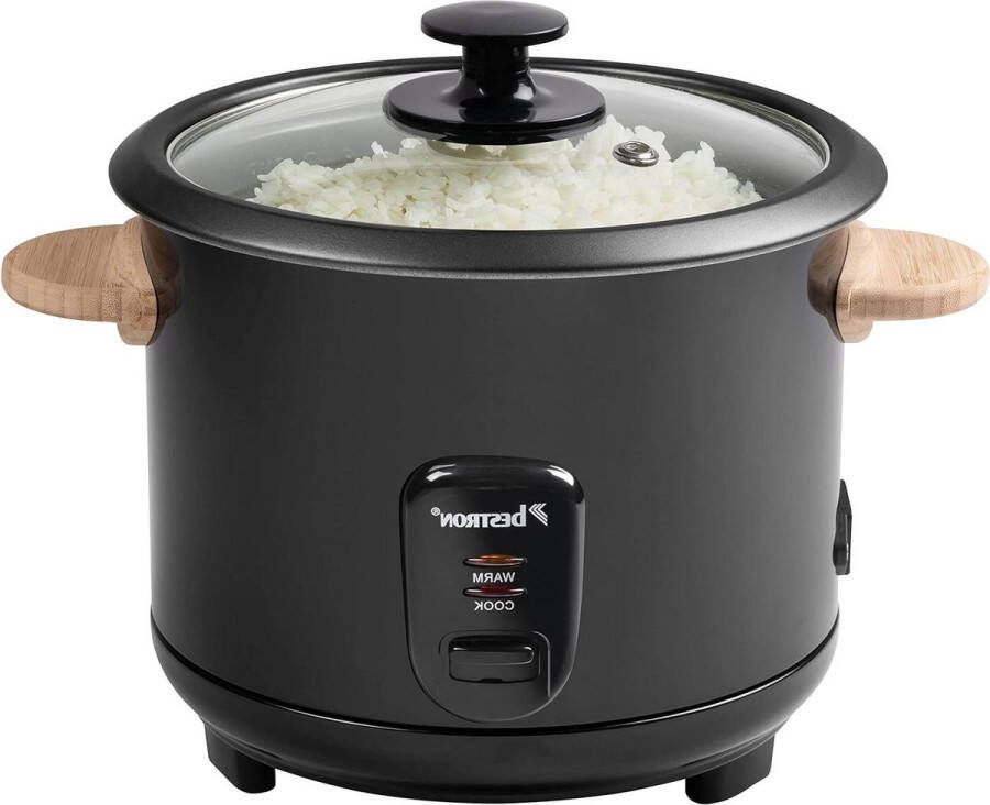 Rijstkoker houten handvatten 8-10 Personen maatbeker rijstlepel verwarmingsfunctie 1.8-liter Capaciteit 700 Watt zwart