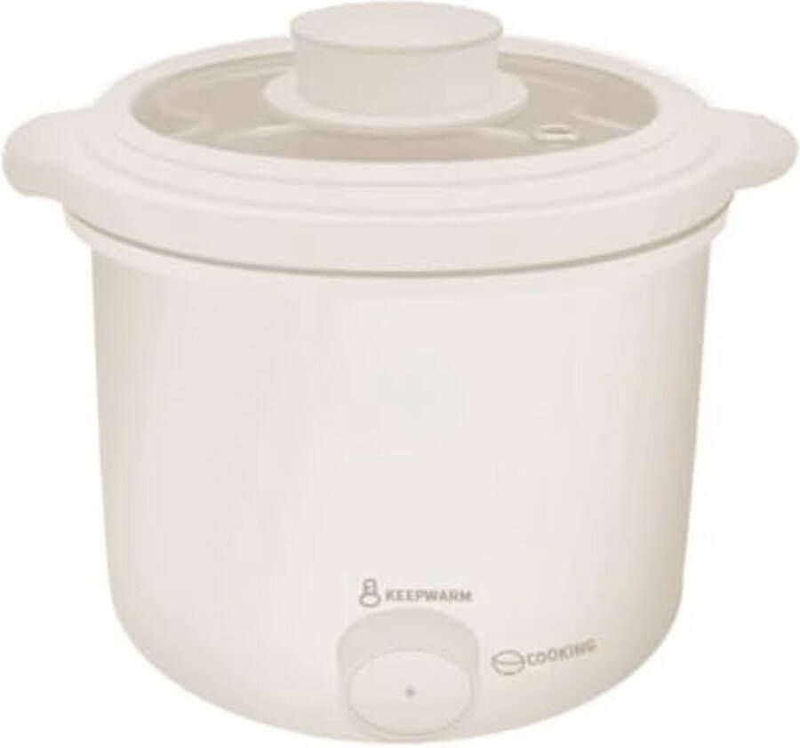 Kleine rijstkoker met rijststomer anti-aanbaklaag afneembare rijstkom one-touch-bediening mini-rijstkoker voor 1-2 personen inclusief maatbeker en spatel (0.8 l)