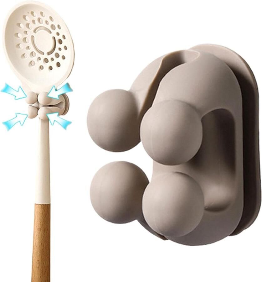 Rijstkoker Lepelhouder Keuken Organisator Hygiënisch Koken Plakstrip Ontwerp 4.3x2.4x3.2cm Donkere Koffie