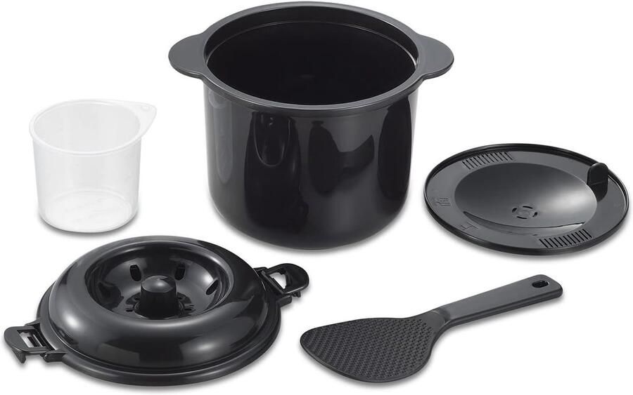 Rijstkoker Magnetron Snelle Rijstmaker Thuis Koken Compact Ontwerp 2 Koppen Capaciteit Zwart