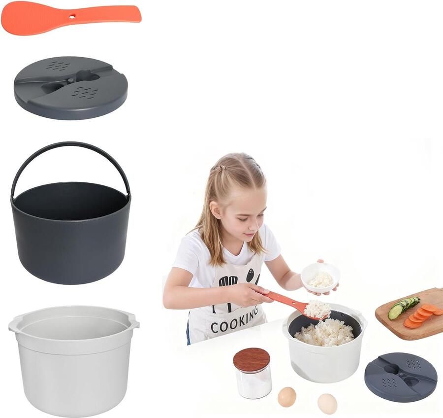 Rijstkoker Magnetron Stoompan Groenten Snelle Maaltijden Compleet Set 2 Liter Capaciteit Oranje