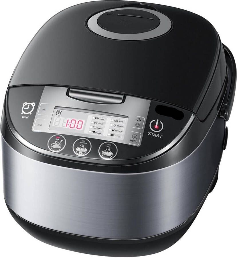 Rijstkoker met Stomer met Opwarmende Functie 11 functies Slowcooker Rice Cooker Warmhoudfunctie 5 tot 6 Personen RVS Multi Cooker Anti-aanbaklaag binnenpan ‎Geborsteld zwart
