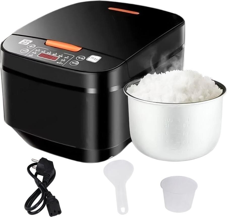 Rijstkoker Multicooker Rijstkoker Slimme Rijstkoker Antiaanbaklaag aan de Binnenkant 10 kookprogramma's 5L Zwart