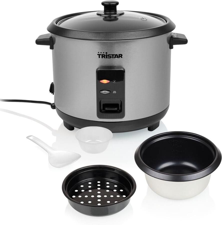 Rijstkoker Rijst apparaat Perfecte rijst Met stoommandje 15 Liter Zilver