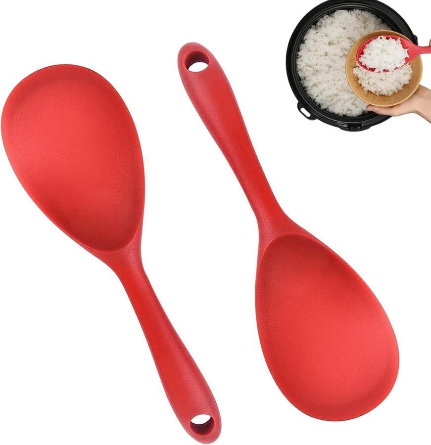 Rijstkoker set met kooklepel en aardappelpureerlepel 23 x 7 cm anti-aanbaklaag hittebestendig BPA-vrij keukenaccessoires