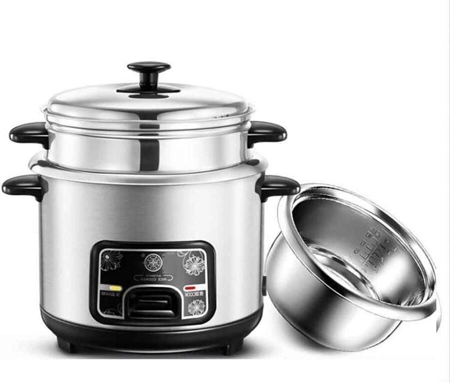 Rijstkoker Stoomkoker Elektrische kookpot Eenvoudig maaltijden Automatische warmhoudfunctie 3L capaciteit Zilverkleurig