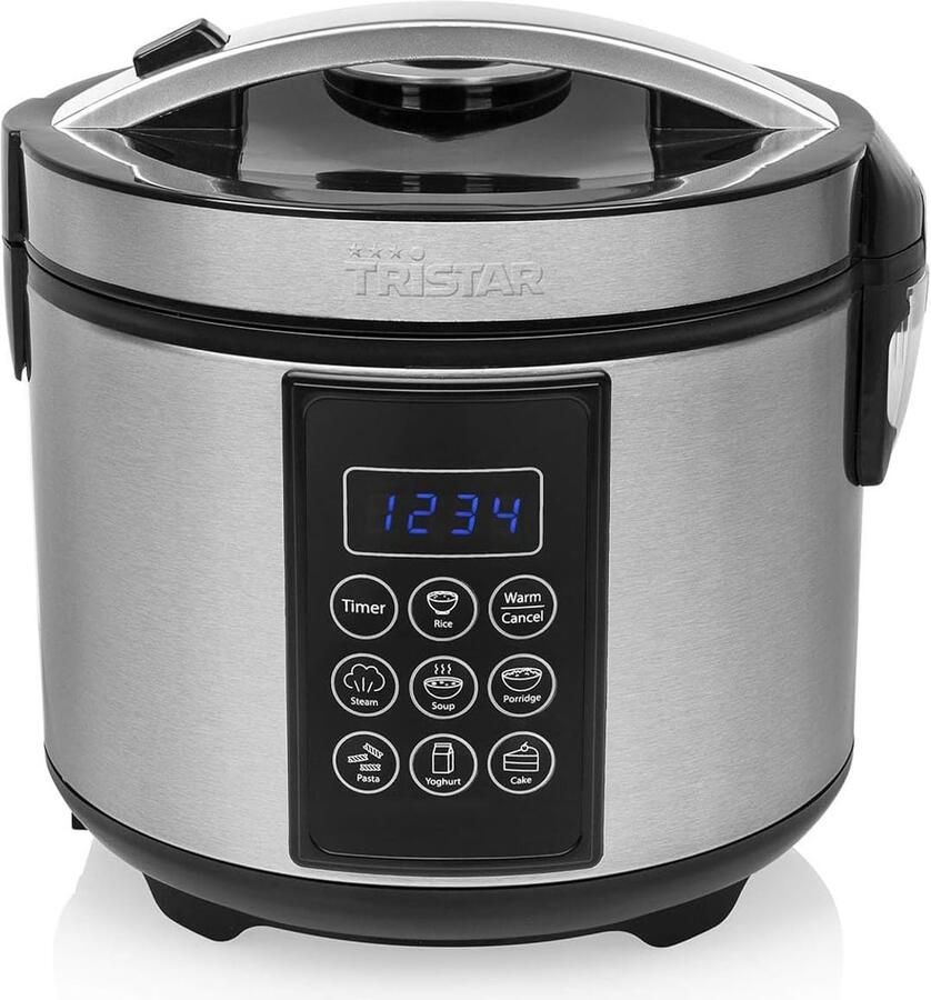 Rijstkoker Stoomkoker XL Multicooker Rijstmachine Gezonde Maaltijden Bereiden Digitale Bediening 7 Programma's 2.2 L Zilver