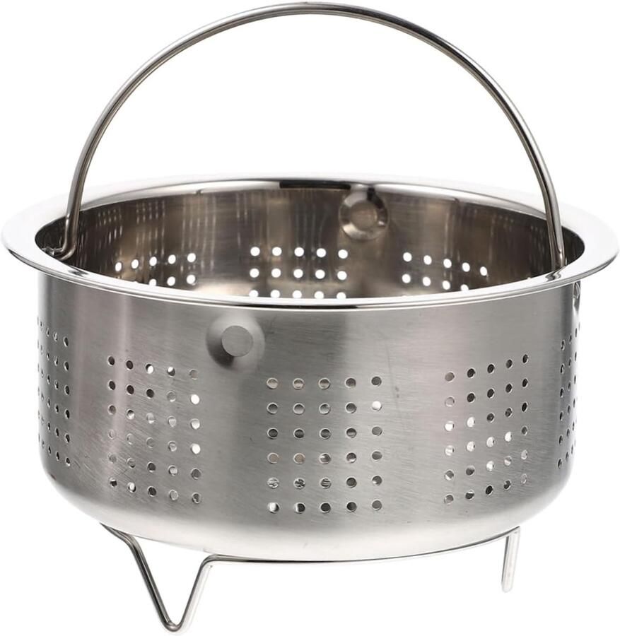 Rijstkoker Stoommand Stoommandje Roestvrijstaal Gezond Koken Met Handvat Ontwerp 20 x 10.5 cm Zilver