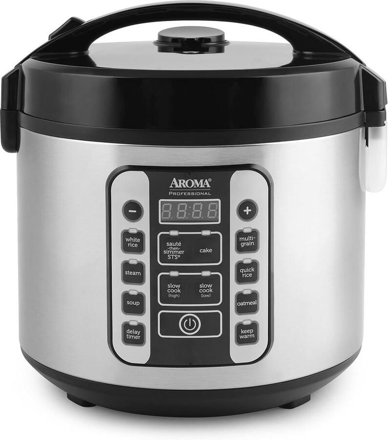 Rijstkoker voor 20 kopjes met stoomfunctie Zwart Roestvrij staal