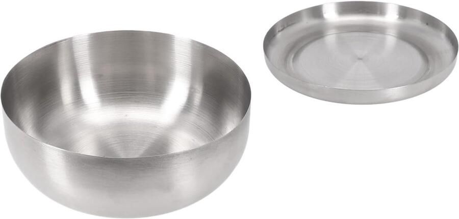 Rijstkom met deksel Mengkom Serveerschaal Thuis en Buiten Onbreekbaar Roestvrij Staal 12 cm Diameter Zilver