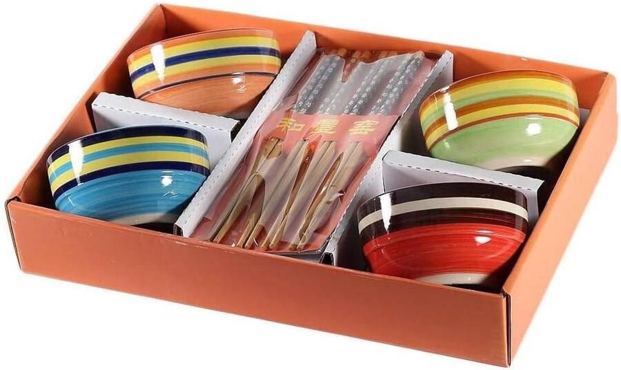 Rijstkom set Eetkom Aziatisch eten Vaatwasser magnetronbestendig 10.5 cm Meerkleurig