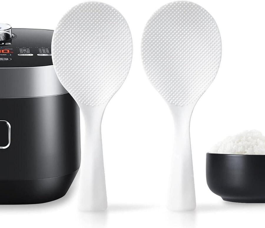 Rijstlepel Set Rijstspatel Lepel Koken en Serveren Niet-klevend Staand Ontwerp 2 stuks Wit
