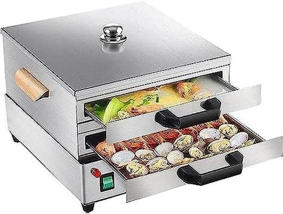Rijstnoedelstomer Rijstrolmachine Stoommachine Gestoomde Gerechten Maken Roestvrij Staal 300x330x210mm Zilver