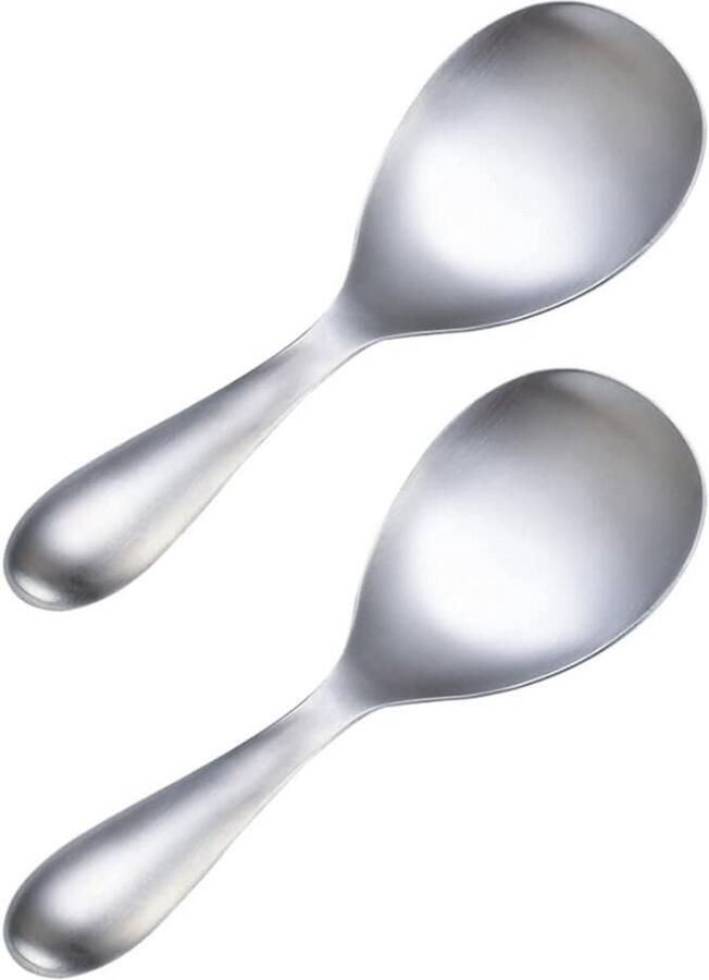 Rijstpaddel en Rijstlepel Set van 2 Roestvrij Staal Anti-aanbak Keukengereedschap voor Rijst en Aardappelpuree