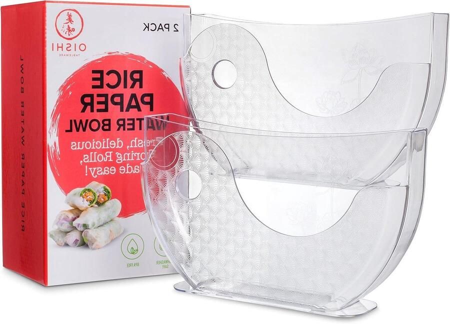 Rijstpapier Waterkom Loempia Houder Verse Loempia's Maken Twee Delen Ontwerp 2 stuks Transparant
