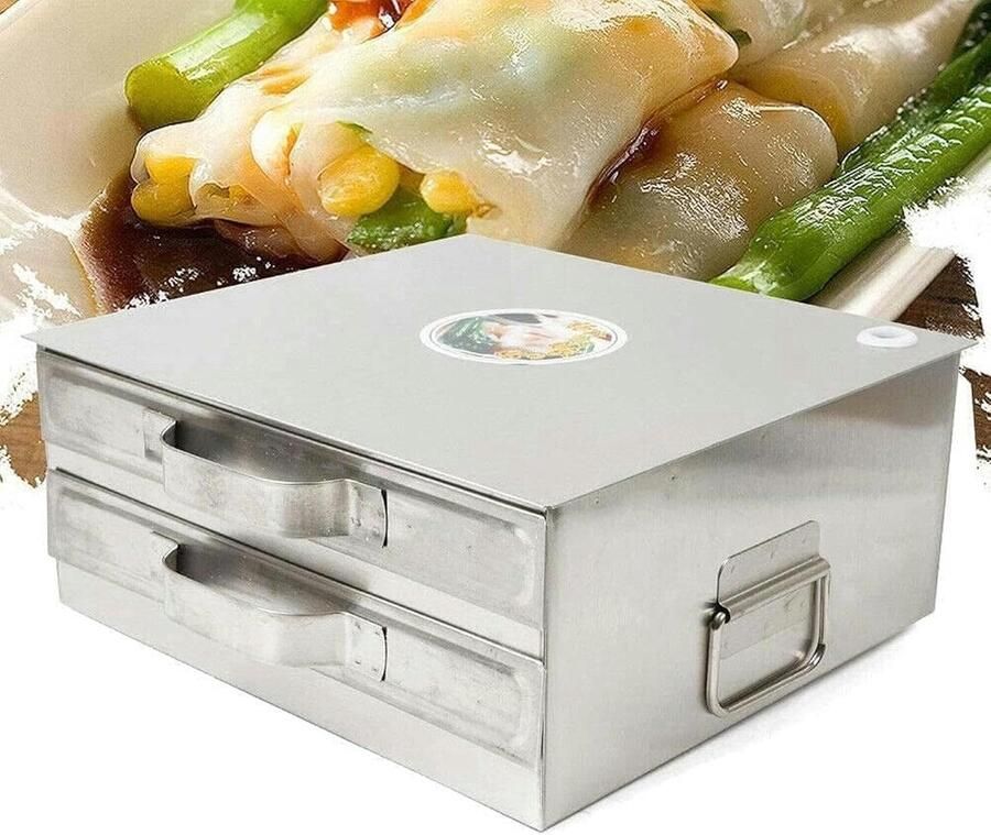 Rijstrol Stoompan Keuken Stoomapparaat Gerechten Bereiden Gelijkmatige Verwarming 31 x 34 x 14 cm Zilver