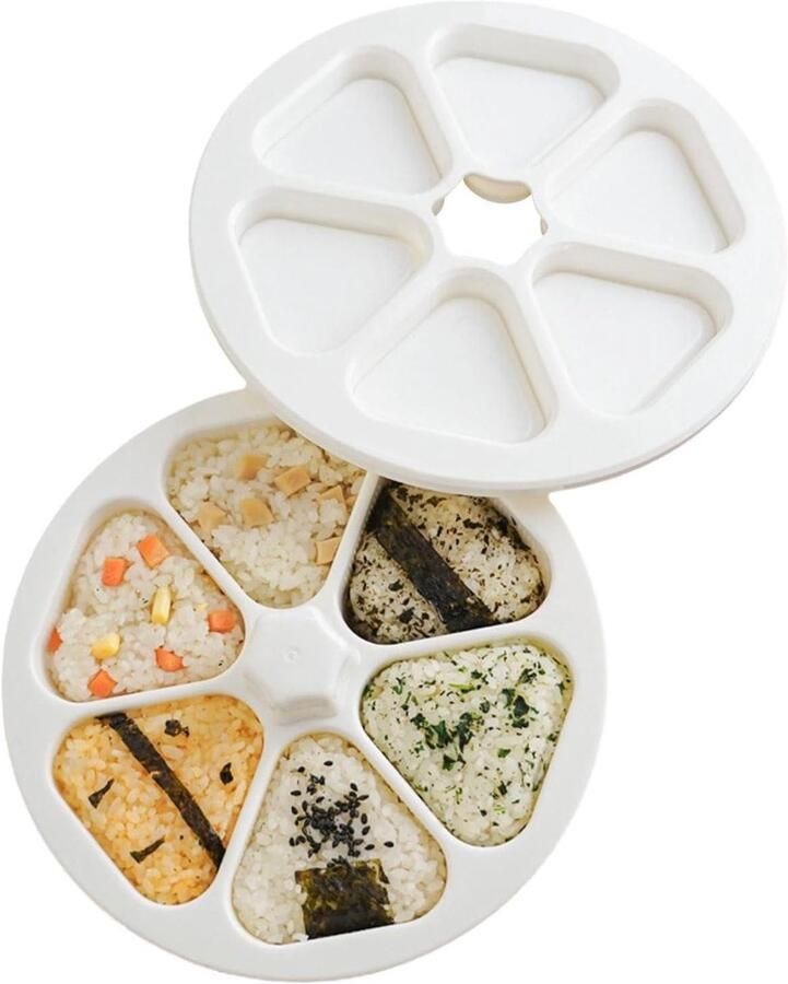 Rijstvorm Onigiri maker Lunch maken 6 compartimenten 25.7 cm Wit
