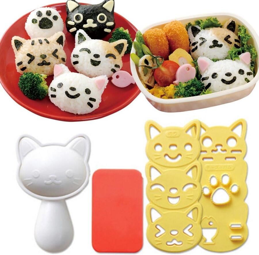 Rijstvormpjes Set voor Schattige Kat & Panda Sushi & Sandwichvormpjes