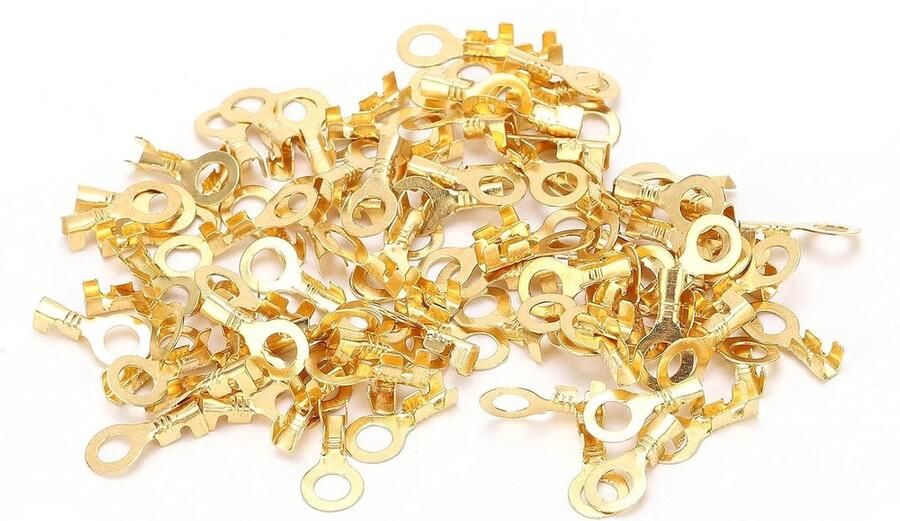 Ring-terminal messing ringkabelschoen 100 stuks kabelschoenen-ringkabelschoen blank messing koudgeperste kabel krimpverbinders voor elektrische componenten accukabel M5 5 2 mm