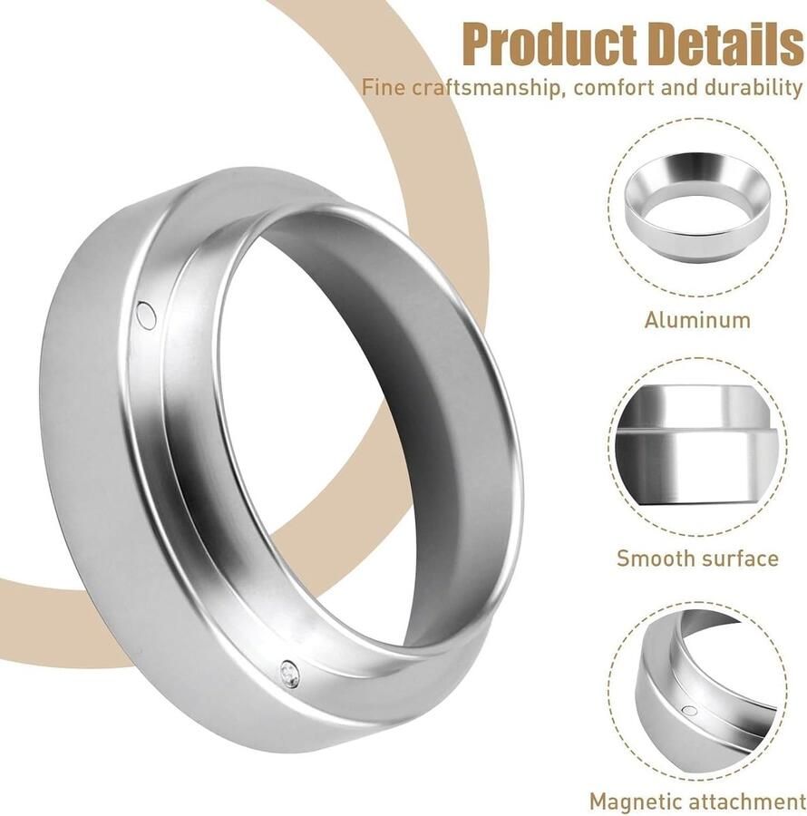 Ring voor Portafilter Espresso met Magnetische Adsorptie Aluminium Doseringsring Barista Accessoires Antispat Duurzaam en Gemakkelijk in Gebruik Ideaal voor Koffiemachines