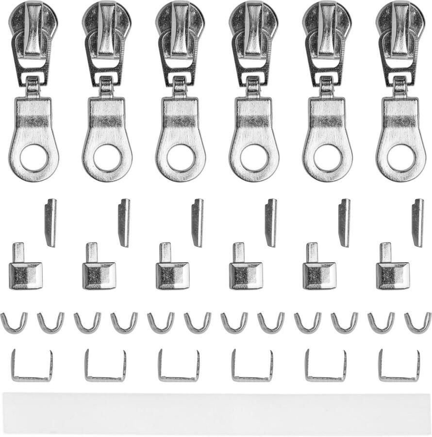 Ritssluiting met schuivers voor METAL #5 ritssluiting met 6 x schuivers eindstukken onderaan eindstukken bovenaan handleiding vervangingsaccessoires voor metalen tandritsen