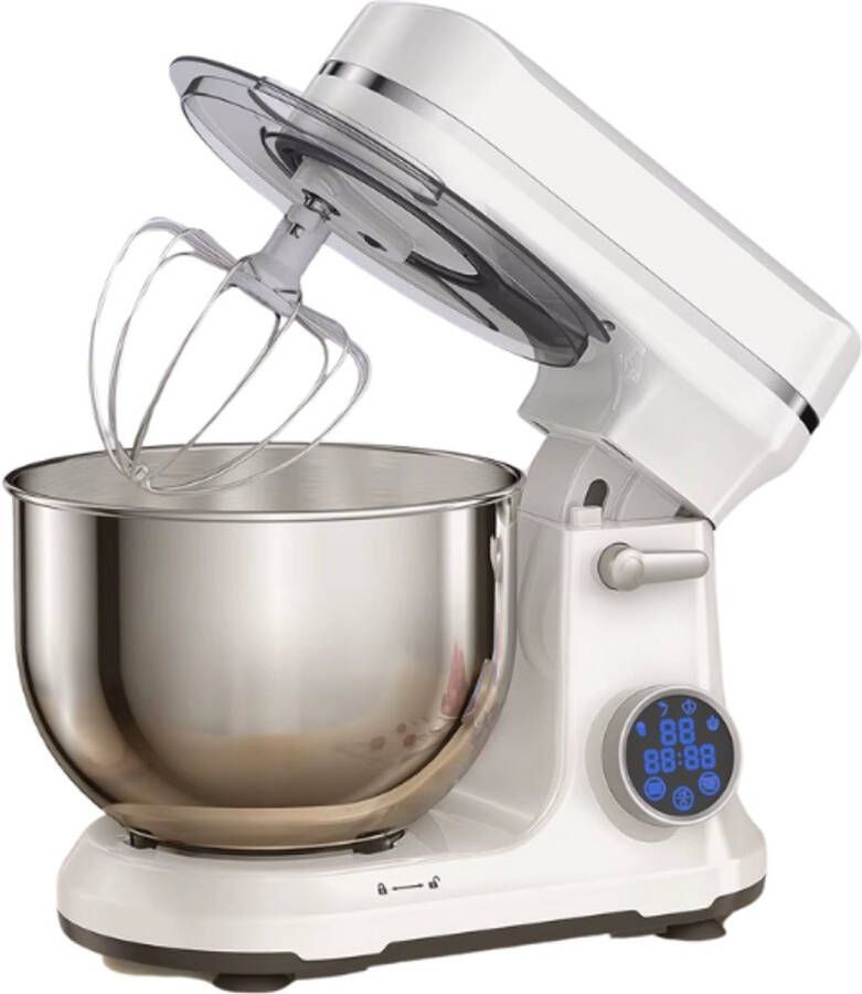 RM Store Elektrische Mixer Keukenmixer Met Mengkom Voedselmixer Met Deeghaak En Garde 11 Snelheden OLED Scherm Wit